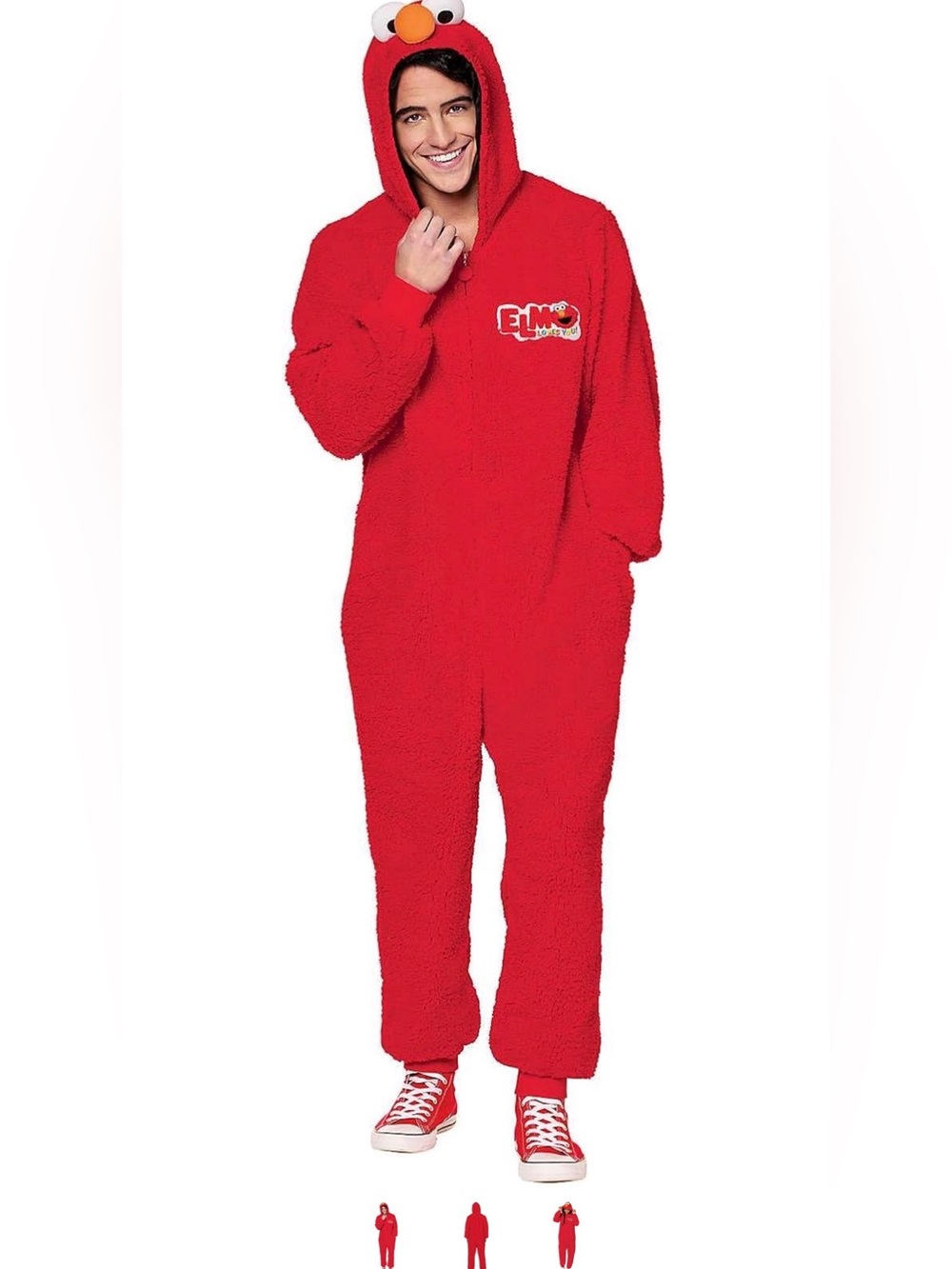Spirit Red Elmo Plush Hooded Men’s Footie